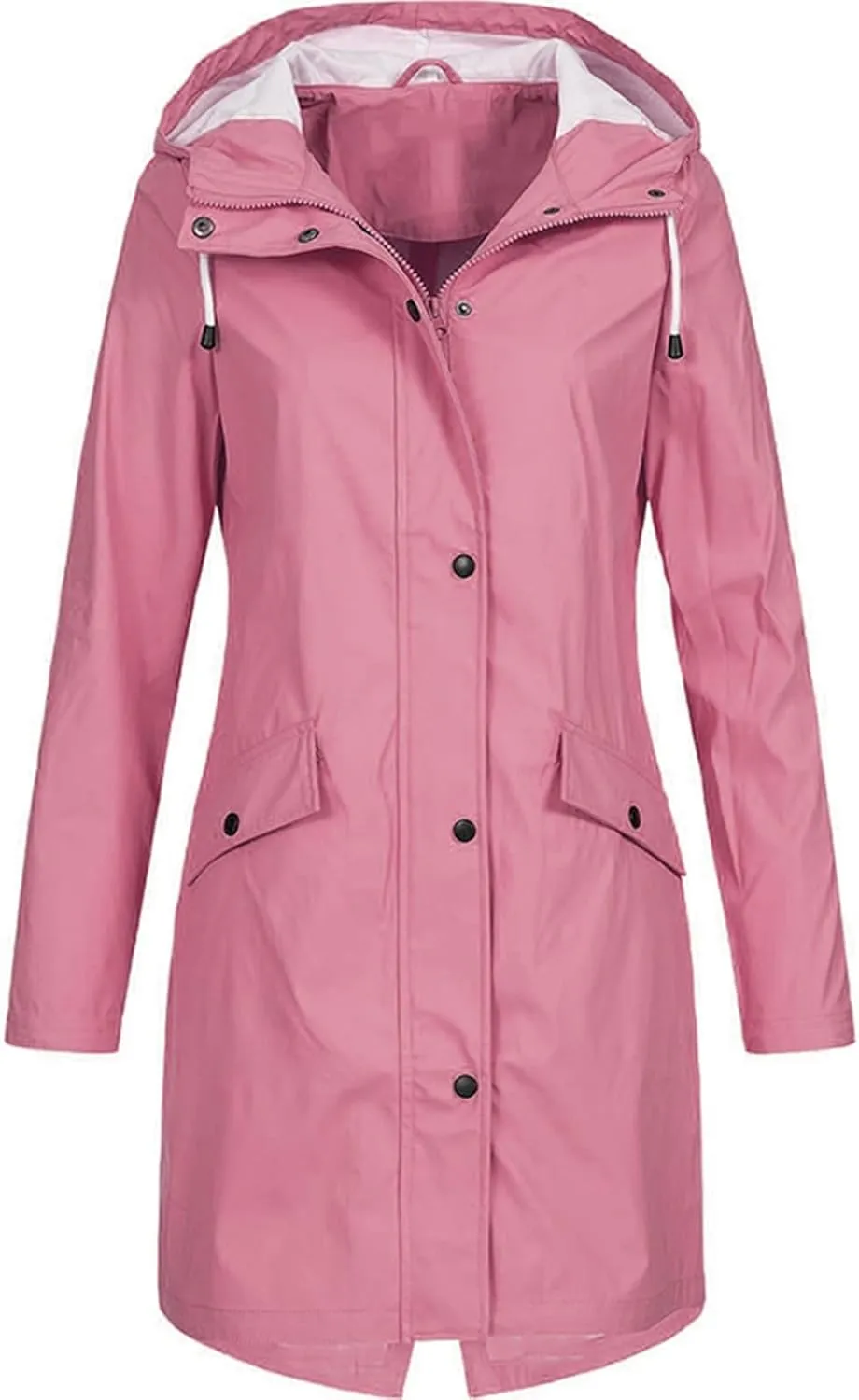 Womens Rain Jacket Waterproof Outdoor Rain Coats Lightweight Active Raincoat Windbreaker Long Hooded Trench Coat