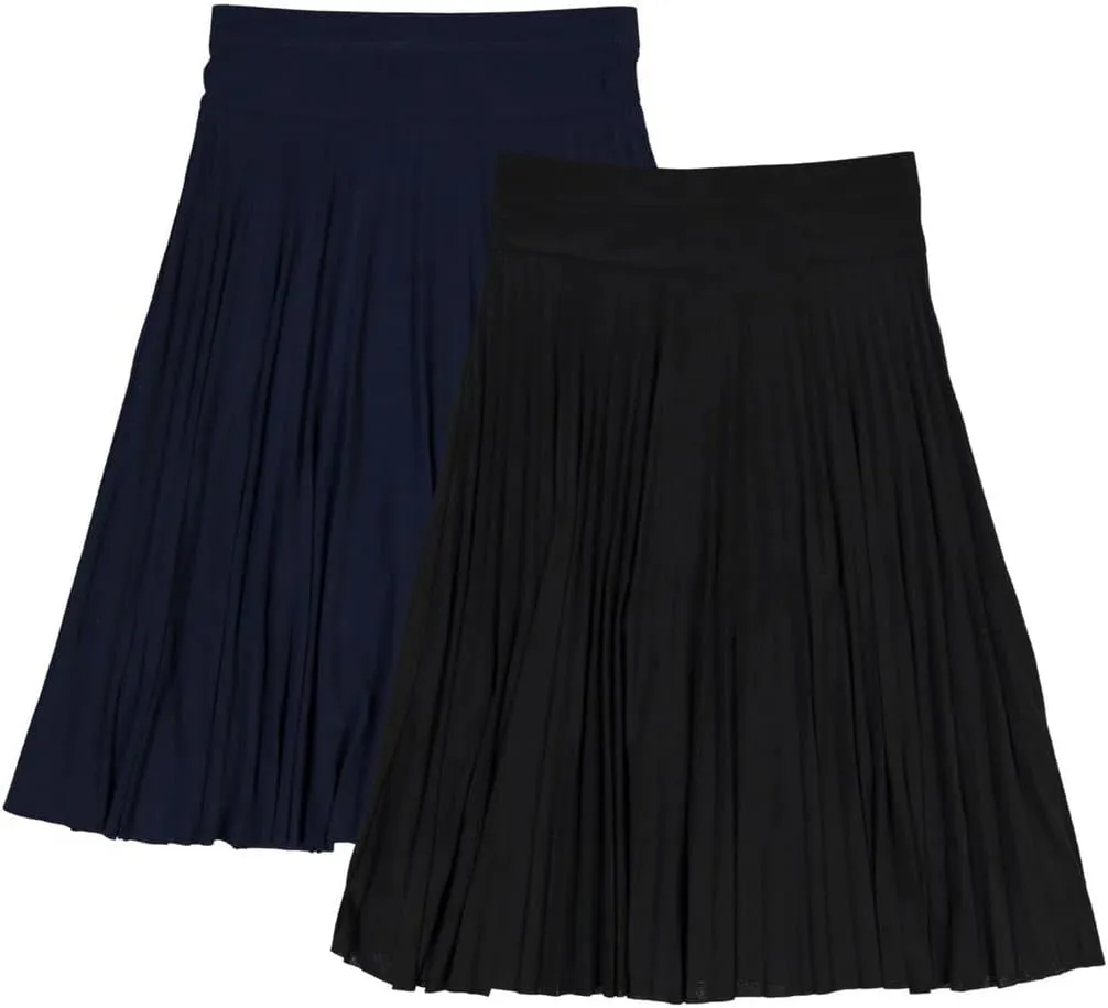 Womens Slinky Midi Pleated Knee Length - Elastic Waist Pleated Skirt