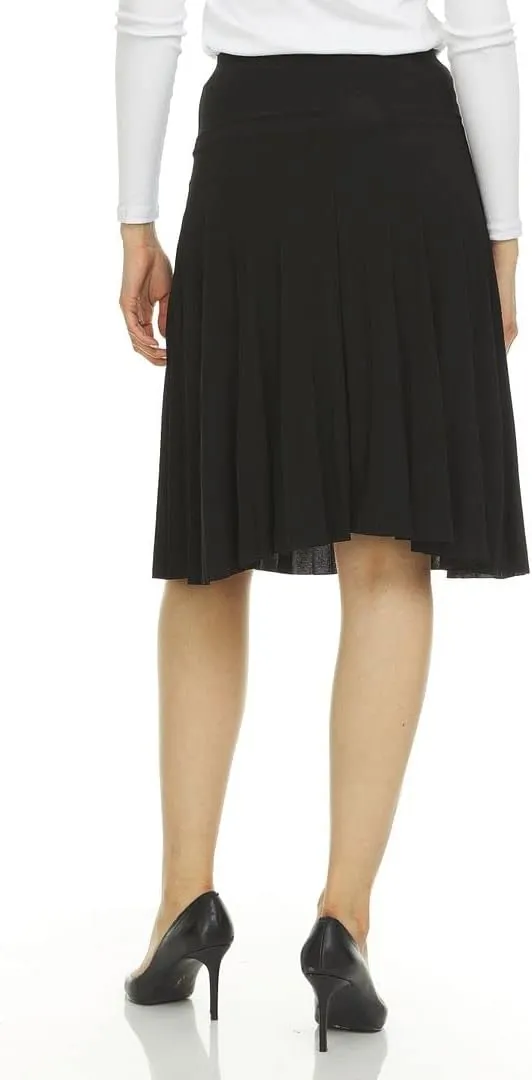Womens Slinky Midi Pleated Knee Length - Elastic Waist Pleated Skirt