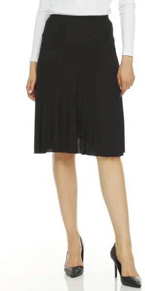 Womens Slinky Midi Pleated Knee Length - Elastic Waist Pleated Skirt