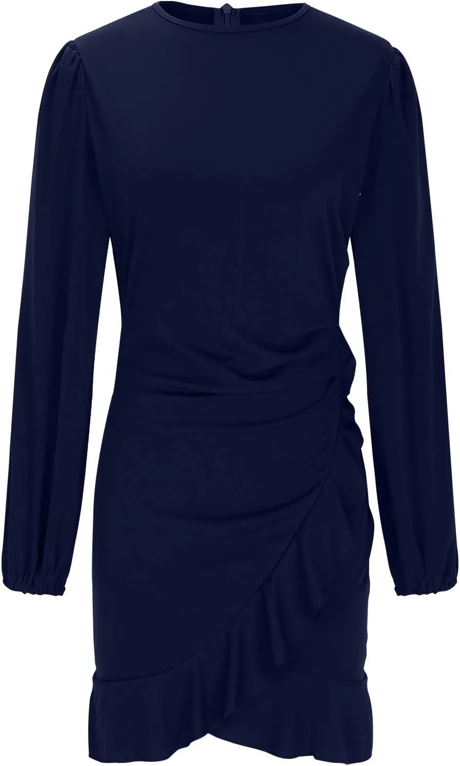 Women's Spring Casual Dress Ruffle Hem Elegant Flowy Vacation Gown 2025 Solid Short Sleeve Crewneck Mini Dresses