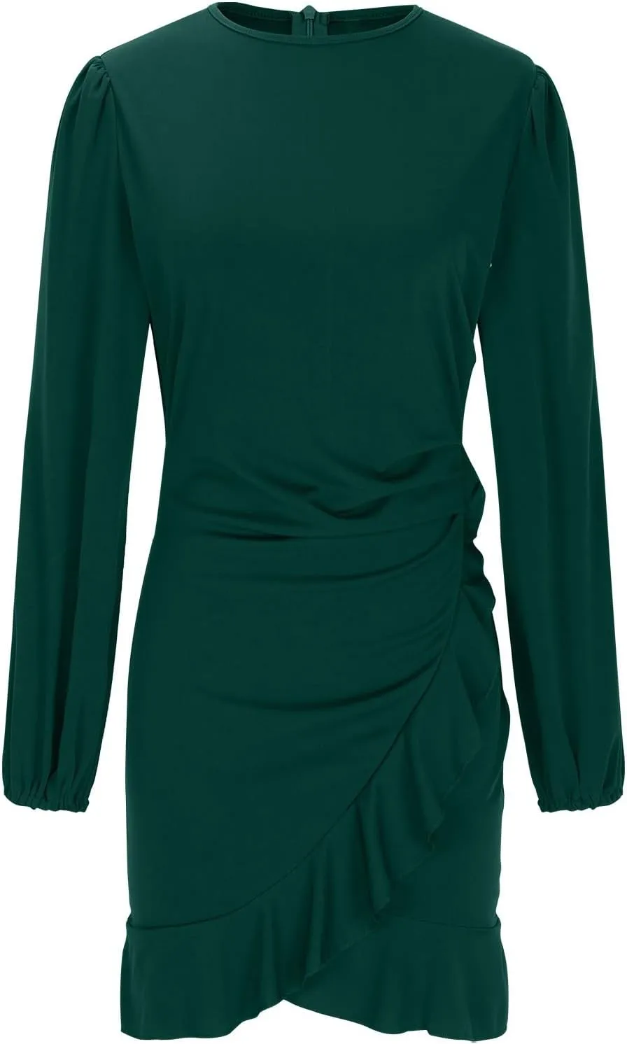 Women's Spring Casual Dress Ruffle Hem Elegant Flowy Vacation Gown 2025 Solid Short Sleeve Crewneck Mini Dresses