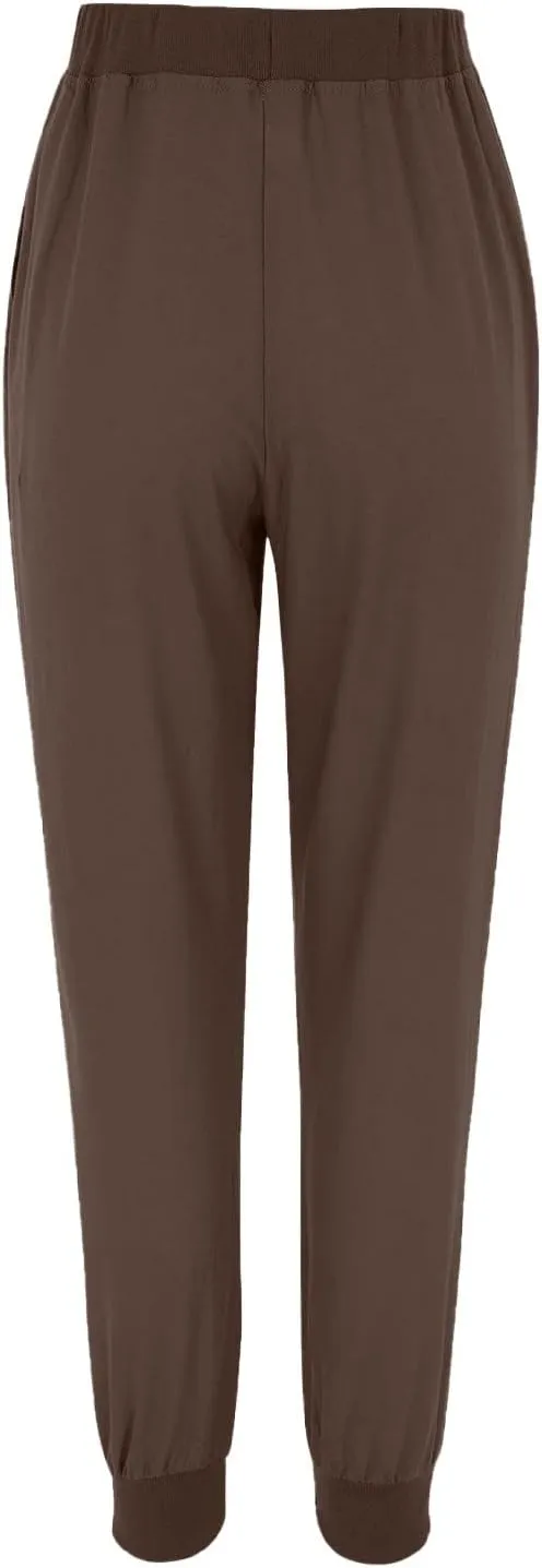 Womens Summer Cotton Tapered Pants Soft Linen Drawstring Elastic Waist Pants Casual Work Trousers with Pockets