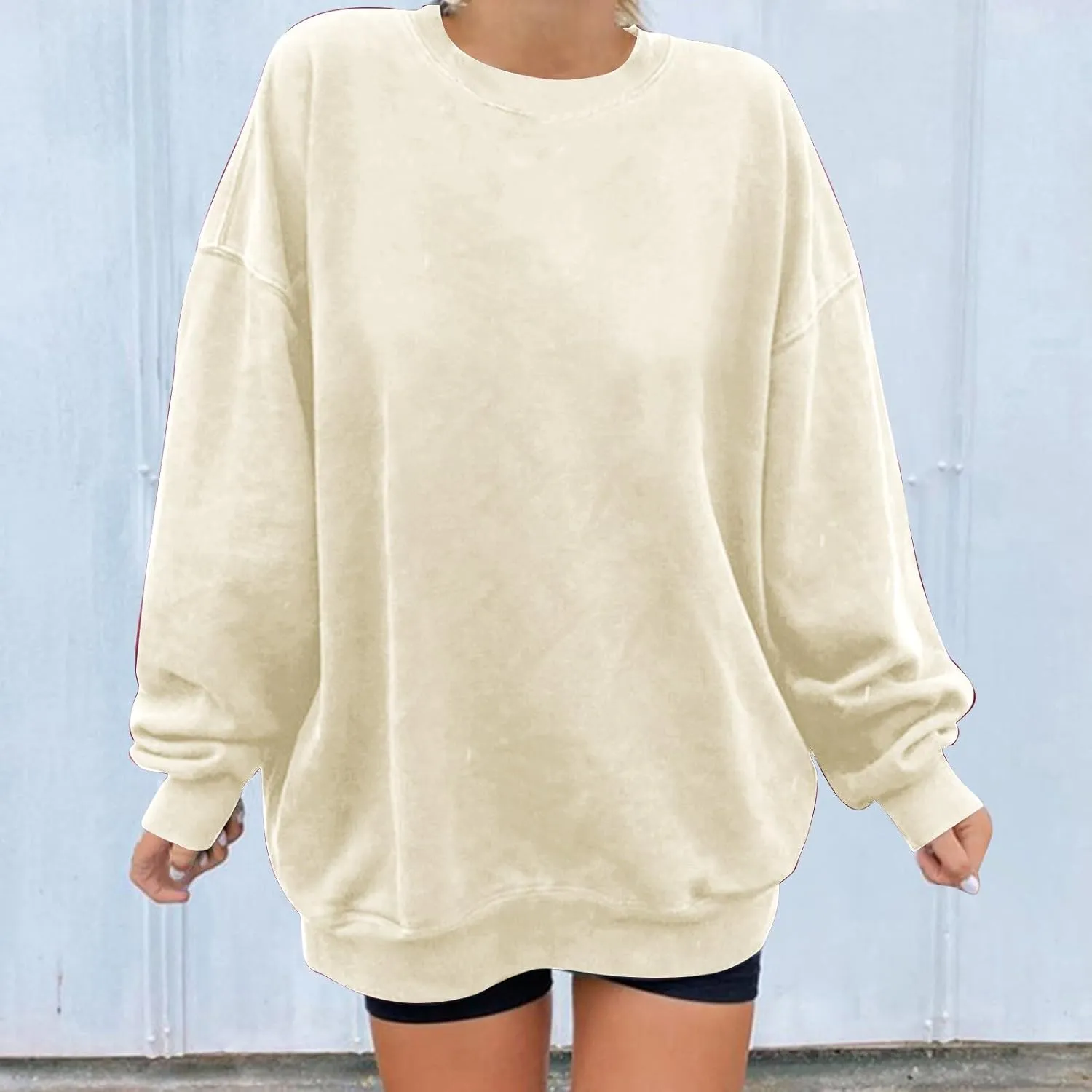 Womens Vintage Basic Oversized Long Sleeve Crew Neck Sweatshirt Casual Soft Pullover Tops Fall Fashion Clothes 2023