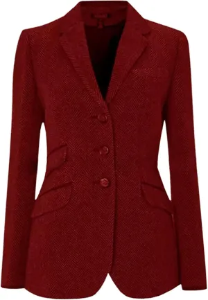 Women's Vintage Herringbone Blazer Jacket Notch Lapel Retro Single Breasted Flap Pocket Casual Party Classic