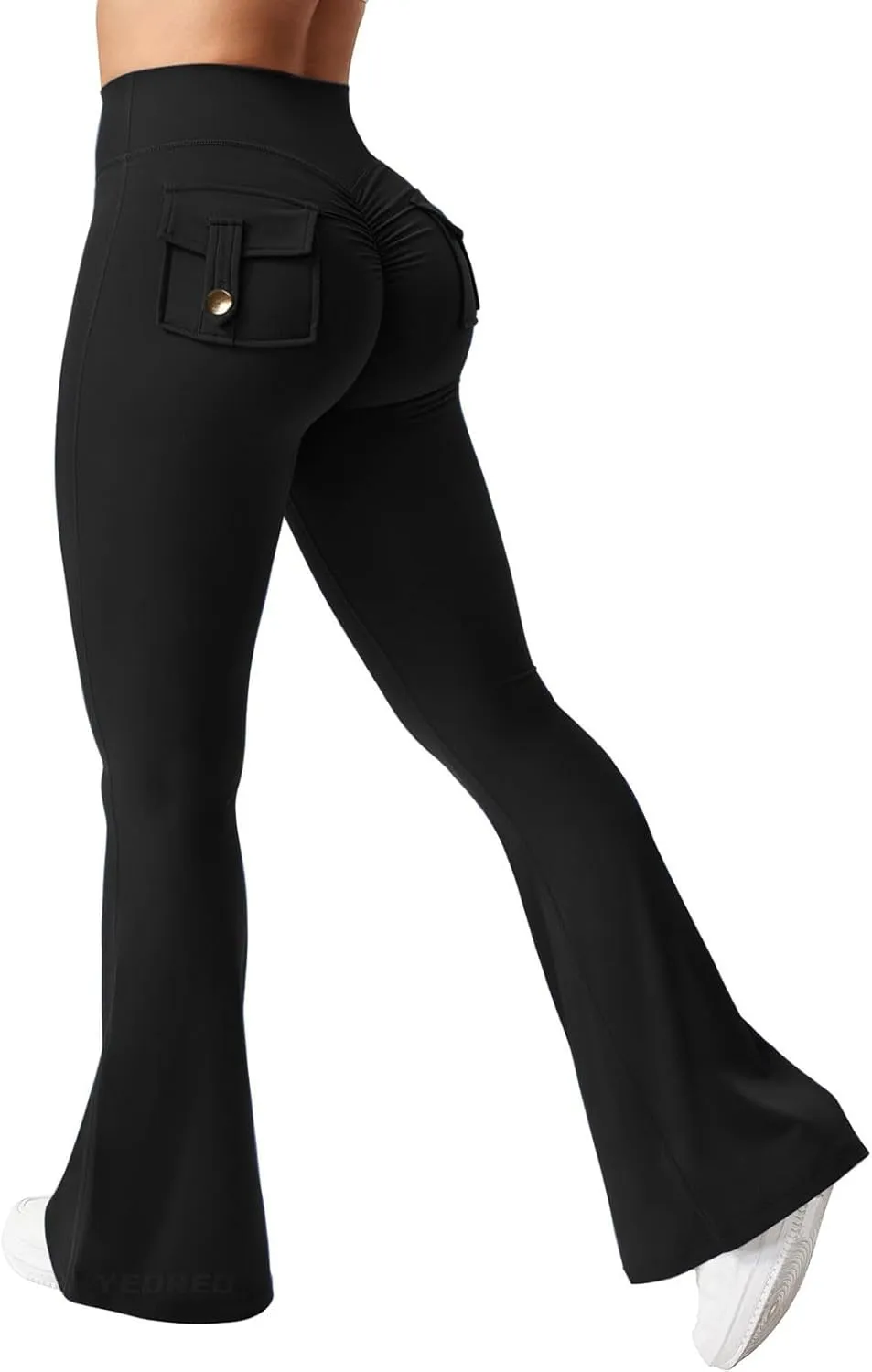Women's Wide Leg Flare Pants High Waist Running Joggers Trendy Lounge Baggy Trousers with Pockets