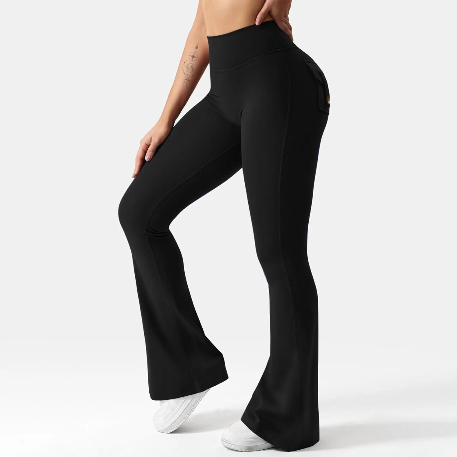 Women's Wide Leg Flare Pants High Waist Running Joggers Trendy Lounge Baggy Trousers with Pockets