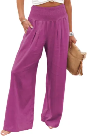 Women's Wide Leg Long Lounge Pants High Waist Drawstring Loose Light Weight Fit Casual Trousers Comfy Pants