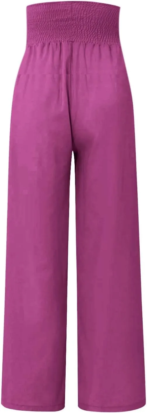 Women's Wide Leg Long Lounge Pants High Waist Drawstring Loose Light Weight Fit Casual Trousers Comfy Pants