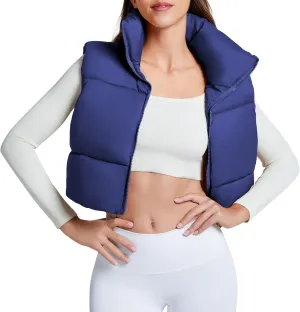 Zando Cropped Puffer Vest Women Sleeveless Outerwear Winter Vest Tops Jackets Lightweight Vests for Women 2025 Trendy Zip