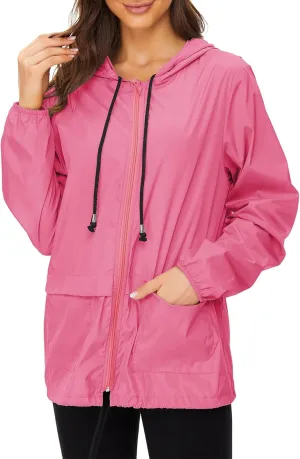 Zando Lightweight Rain Jacket Women Raincoat for Women Packable Rain Coat Windbreaker Rain Jackets Waterproof with Hood