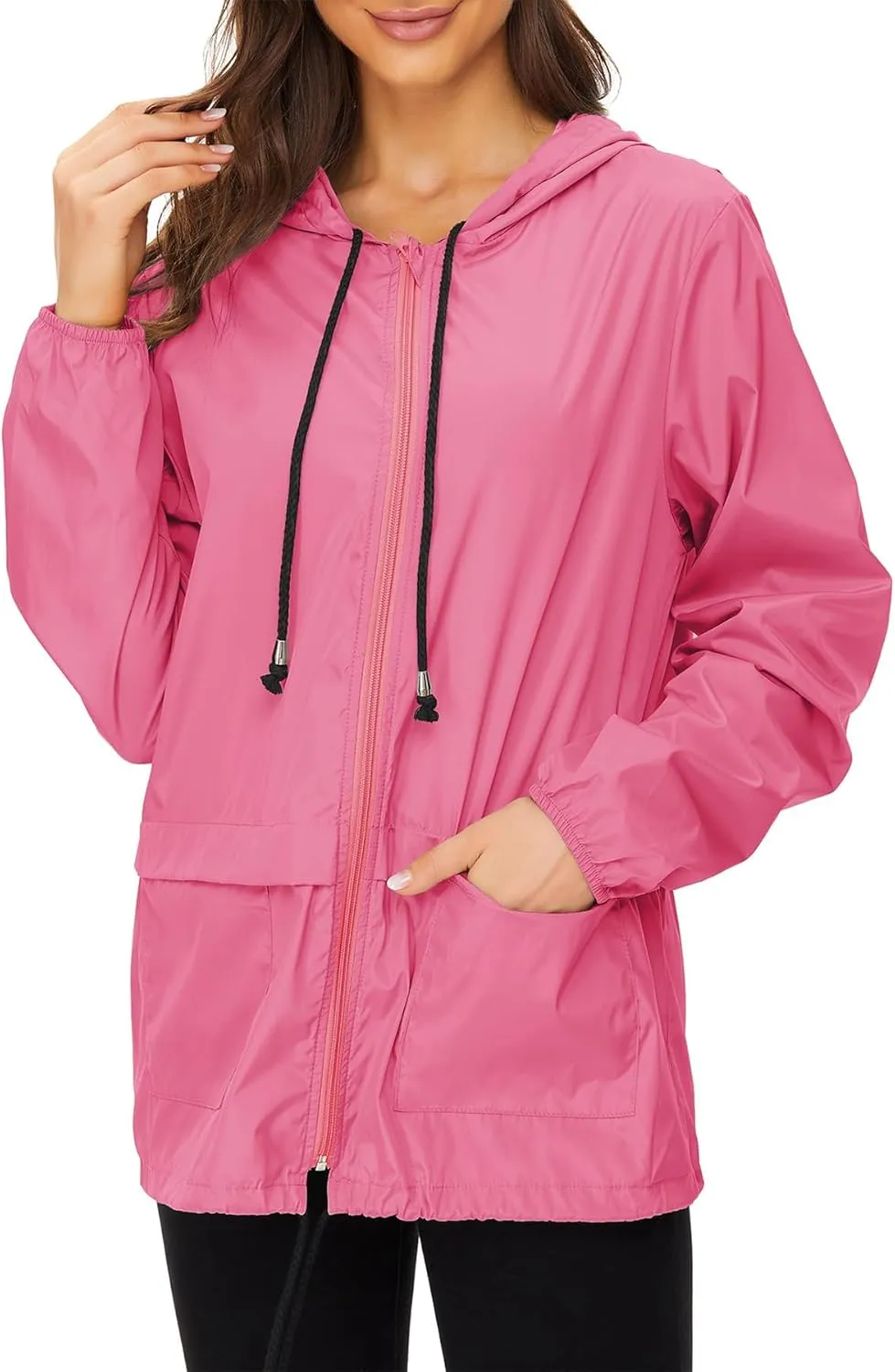 Zando Lightweight Rain Jacket Women Raincoat for Women Packable Rain Coat Windbreaker Rain Jackets Waterproof with Hood