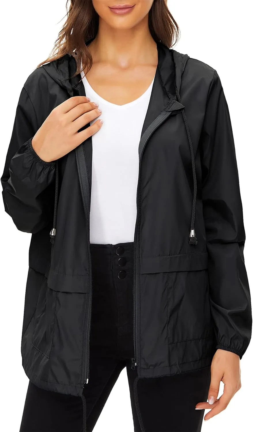 Zando Lightweight Rain Jacket Women Raincoat for Women Packable Rain Coat Windbreaker Rain Jackets Waterproof with Hood