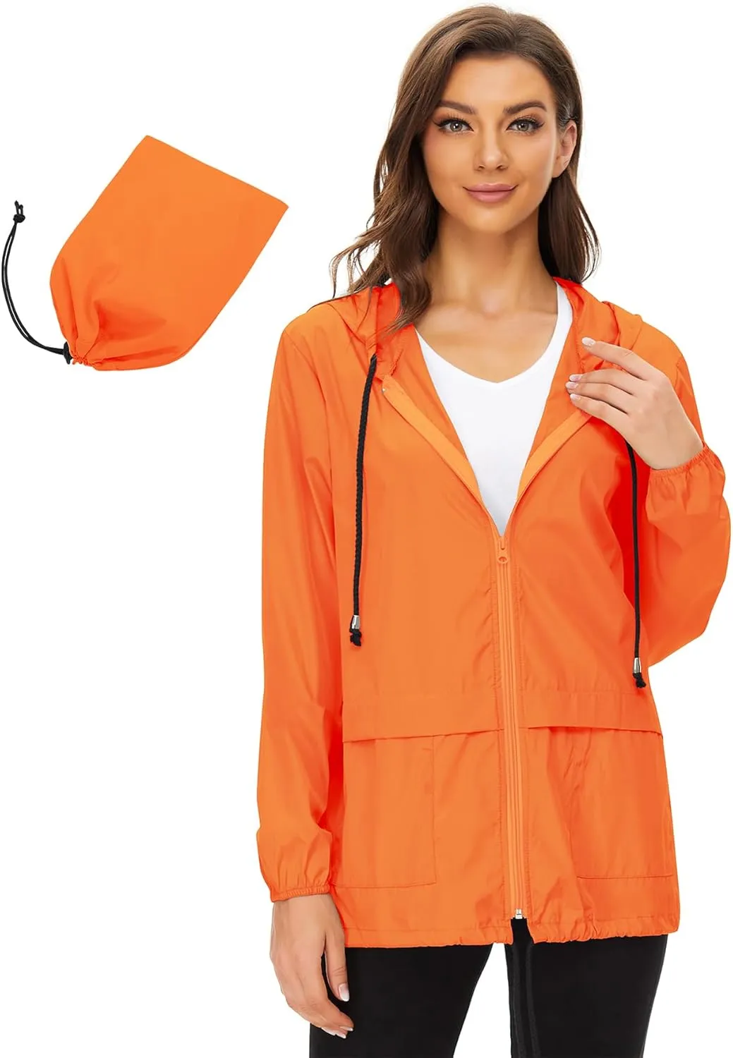Zando Lightweight Rain Jacket Women Raincoat for Women Packable Rain Coat Windbreaker Rain Jackets Waterproof with Hood