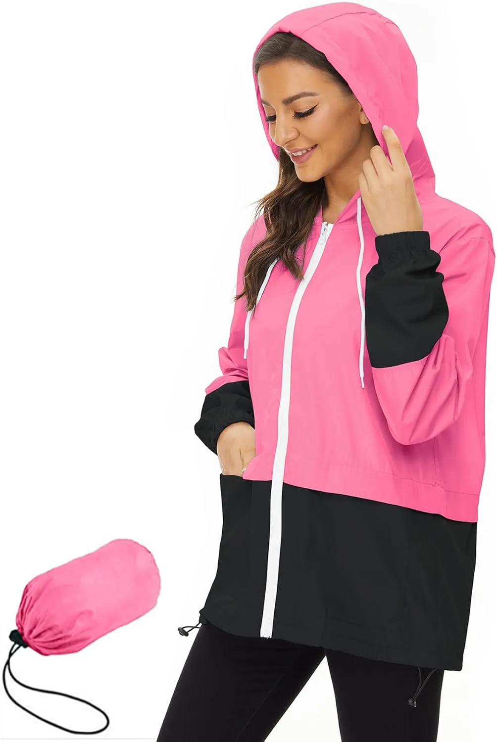 Zando Lightweight Rain Jacket Women Raincoat for Women Packable Rain Coat Windbreaker Rain Jackets Waterproof with Hood