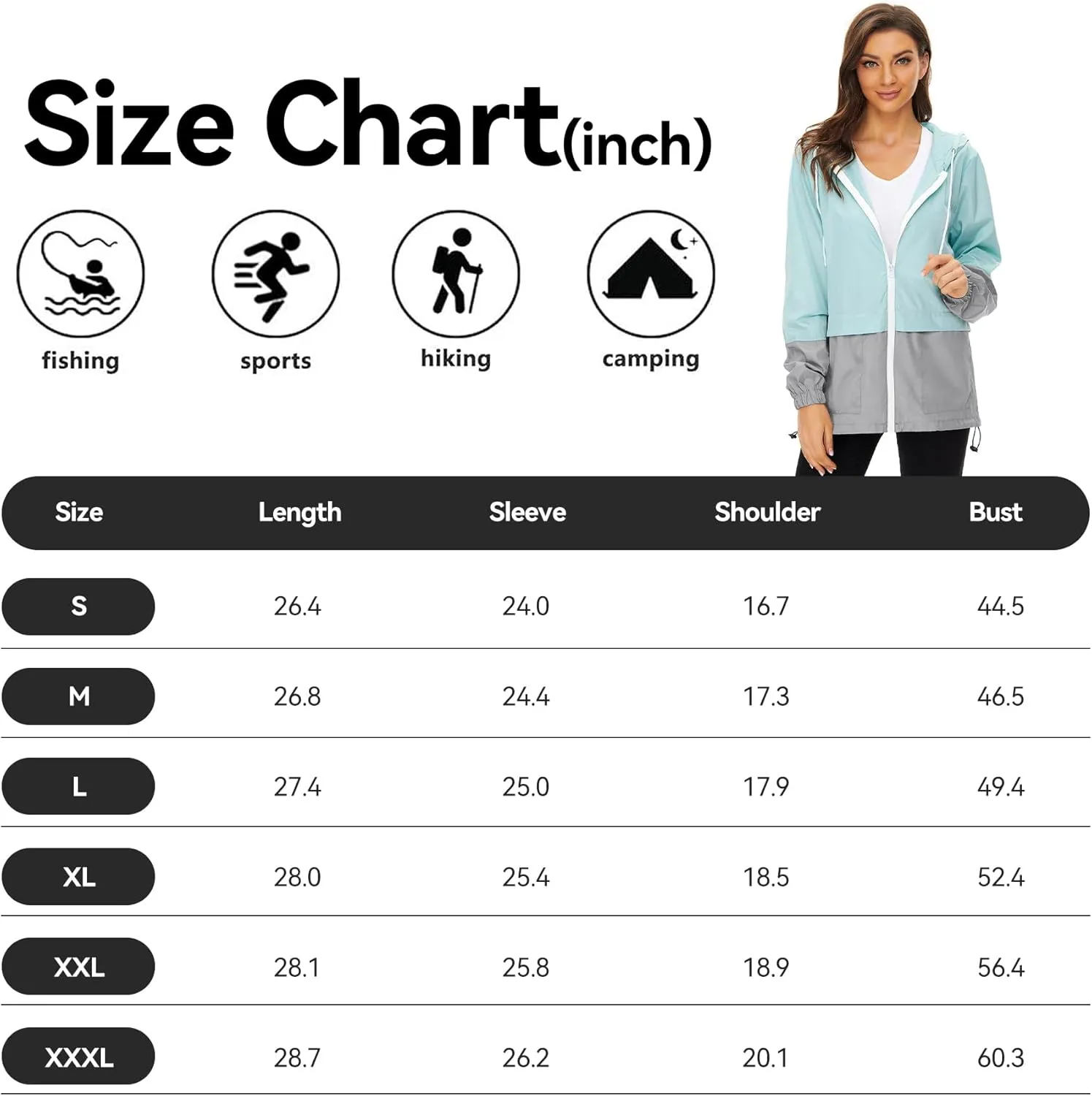 Zando Packable Rain Jacket Women Lightweight Raincoat Hood Women's Raincoats with Pocket Out Windbreaker Jacket Waterproof