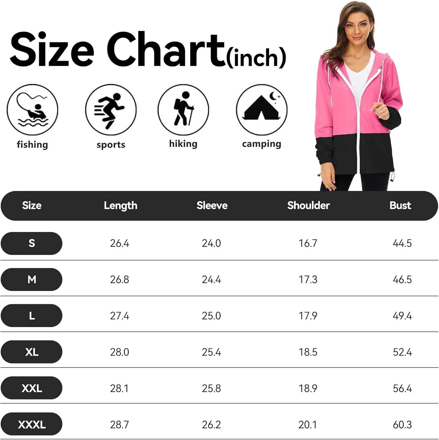 Zando Packable Rain Jacket Women Lightweight Raincoat Hood Women's Raincoats with Pocket Out Windbreaker Jacket Waterproof