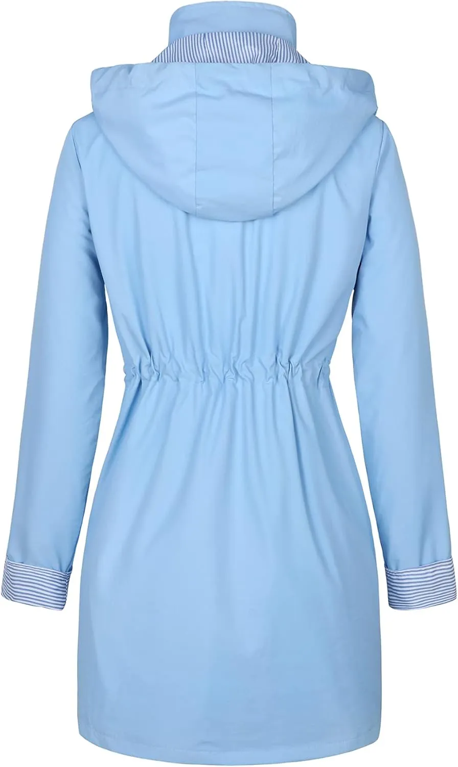 Zando Raincoat for Women Rain Jackets for Women Waterproof Lightweight Windbreaker Outdoor Hooded Trench Coat Long Rain Coats