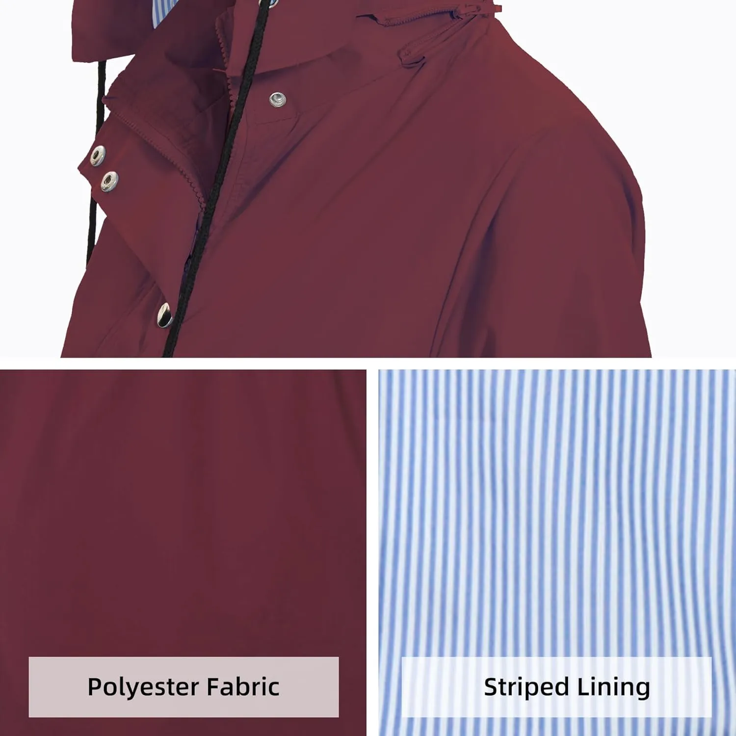 Zando Raincoat for Women Rain Jackets for Women Waterproof Lightweight Windbreaker Outdoor Hooded Trench Coat Long Rain Coats