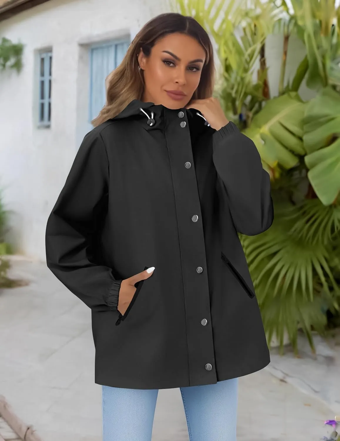 Zeagoo Women's Waterproof Rain Jacket With Hood - Lightweight Windbreaker Raincoat With Pockets for Outdoor