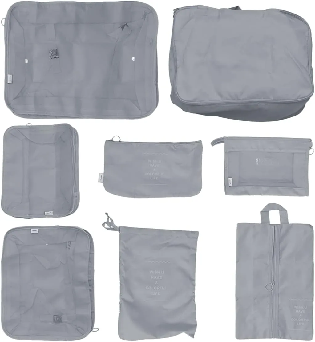 Zerodeko 8pcs Set Luggage Organizer Practical Suitcase Packing Bags Luggage Storage Pouch Travel Bag Shoe Bag Shoes Luggage Cube Packing Bags for Travel Miss Make up Electronic Product
