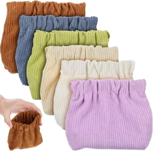 Zerodeko Corduroy Storage Bag 6pcs Corduroy Elastic Hair Tie Organizer for Purse Lipstick Organizer Portable Travel Corduroy Cosmetic Bag Handbag Toiletry Organizer