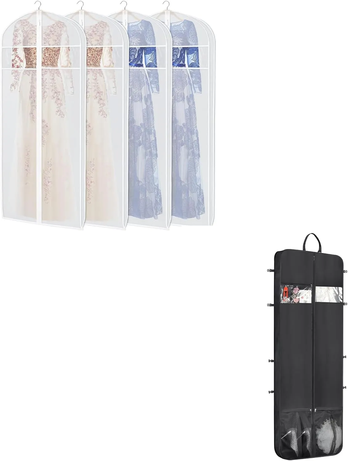Zilink 72'' Wedding Dress Garment Bag for Gowns Long 1 pack   72'' Dress Bags for Gowns Long 72-inch 4 pack