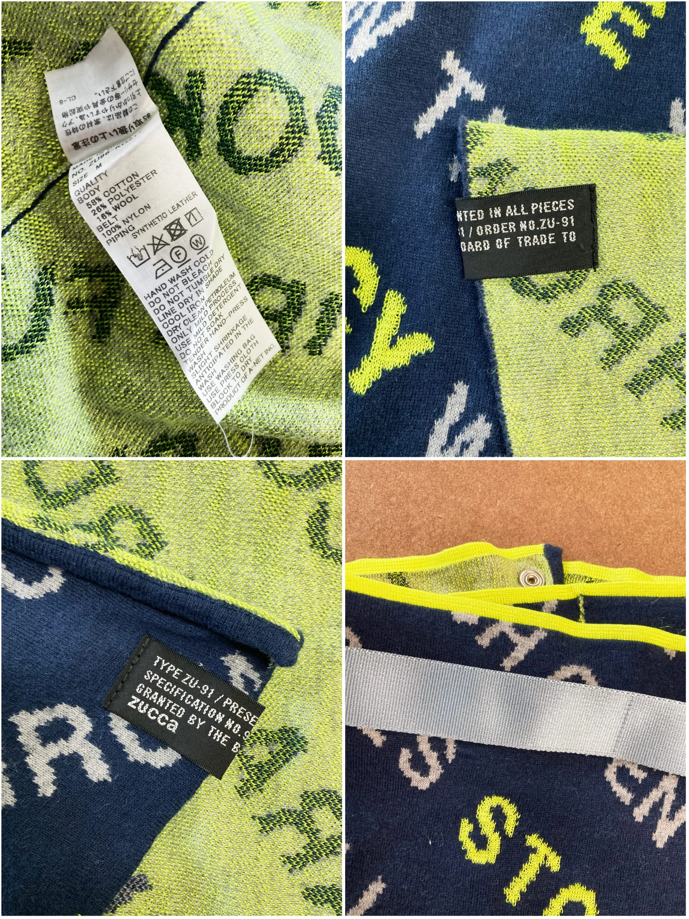 Zucca navy wrap skirt or blanket with text of camping equipment - M